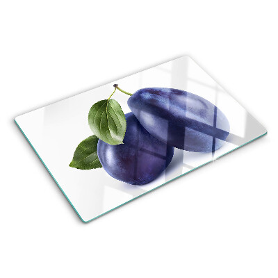 Üveg vágódeszka fényképpel Szilva levelekkel