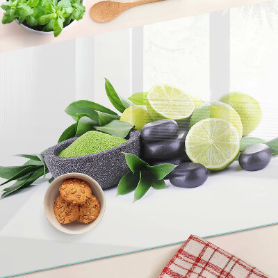 Edzett üveg vágódeszka Citrom és szőlő zöld háttéren