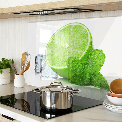 Üveg vágódeszka fényképpel Lime mentával és jéggel