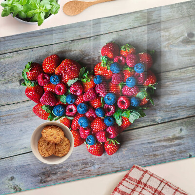 Edzett üveg vágódeszka Erdei gyümölcsök szíve