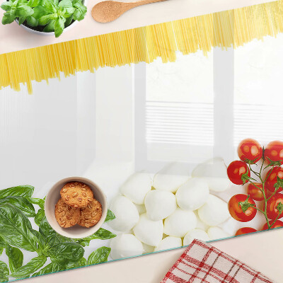 Edzett üveg vágódeszka Tészta fűszernövényekkel és paradicsommal