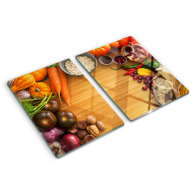 Edzett üveg vágódeszka Zöldség- és gyümölcsmotívum