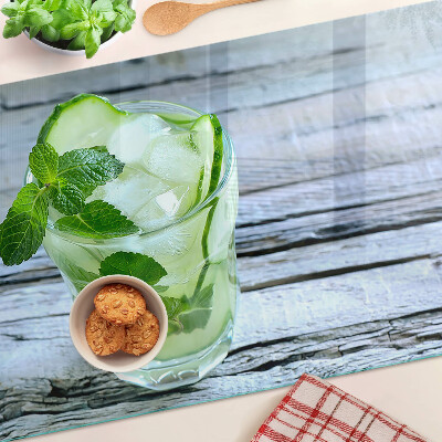 Edzett üveg vágódeszka Egy frissítő koktél mentával
