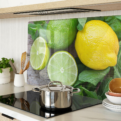 Üveg vágódeszka Citrom és lime mentával