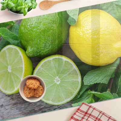 Üveg vágódeszka Citrom és lime mentával