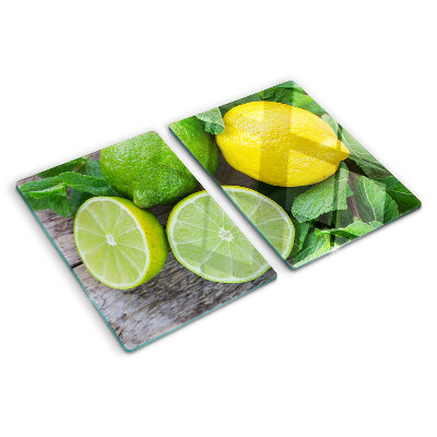 Üveg vágódeszka Citrom és lime mentával
