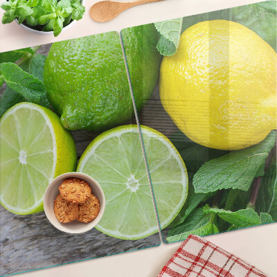 Üveg vágódeszka Citrom és lime mentával