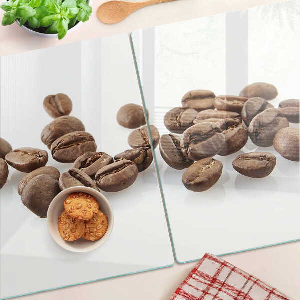 Üveg vágódeszka fényképpel Kávébabok