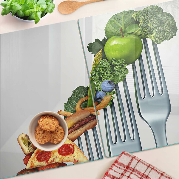 Edzett üveg vágódeszka Étel villán