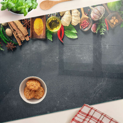 Üveg vágódeszka fényképpel Konyhai fűszerek és hozzávalók