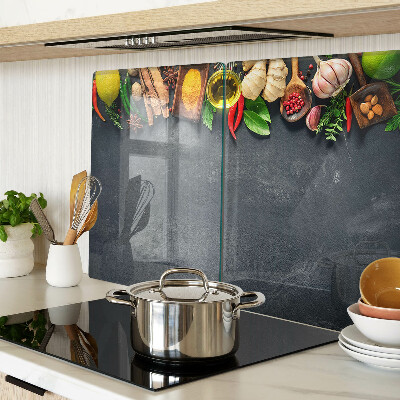 Üveg vágódeszka fényképpel Konyhai fűszerek és hozzávalók