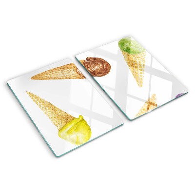 Üveg vágódeszka fényképpel Fagylalt gofritölcsérben