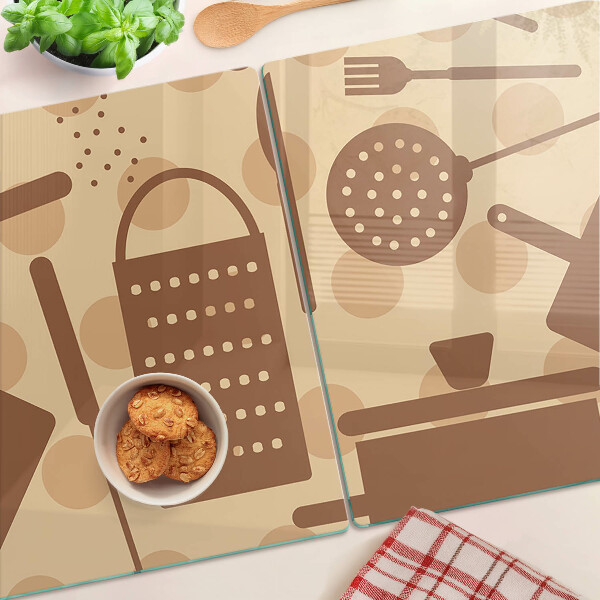 Üveg vágódeszka fényképpel Retro stílusú konyhai kiegészítők
