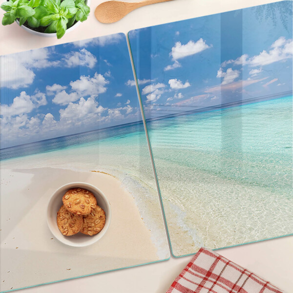 Edzett üveg vágódeszka Kék égű strand