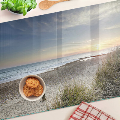 Üveg vágódeszka fényképpel Strand naplementekor