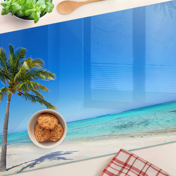 Üveg vágódeszka Strand pálmafával