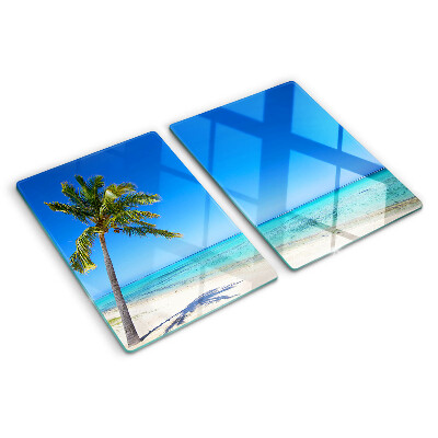 Üveg vágódeszka Strand pálmafával