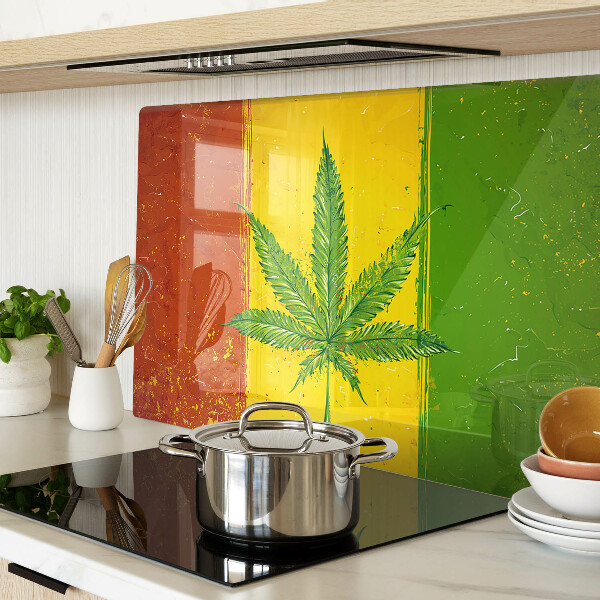 Edzett üveg vágódeszka Kannabiszlevél színes háttérrel