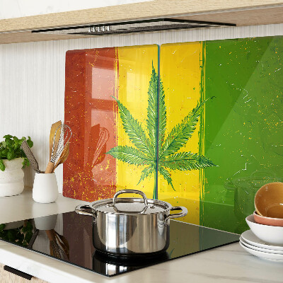 Edzett üveg vágódeszka Kannabiszlevél színes háttérrel