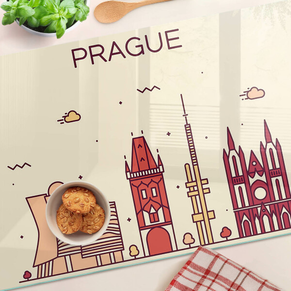 Üveg vágódeszka fényképpel Prága - városkép