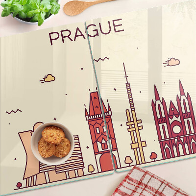 Üveg vágódeszka fényképpel Prága - városkép