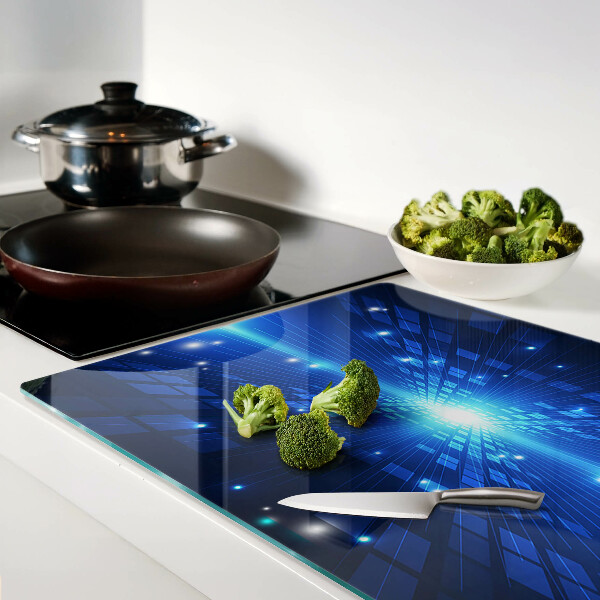 Edzett üveg vágódeszka Technológiai minta kék árnyalatokban