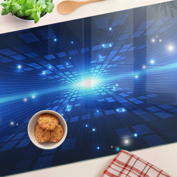 Edzett üveg vágódeszka Technológiai minta kék árnyalatokban