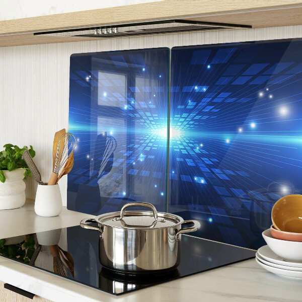 Edzett üveg vágódeszka Technológiai minta kék árnyalatokban