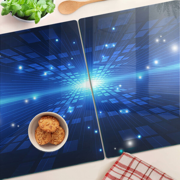 Edzett üveg vágódeszka Technológiai minta kék árnyalatokban