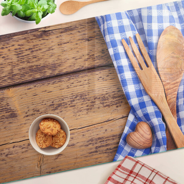 Üveg vágódeszka fényképpel Konyhai téma fa kiegészítőkkel