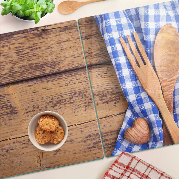 Üveg vágódeszka fényképpel Konyhai téma fa kiegészítőkkel