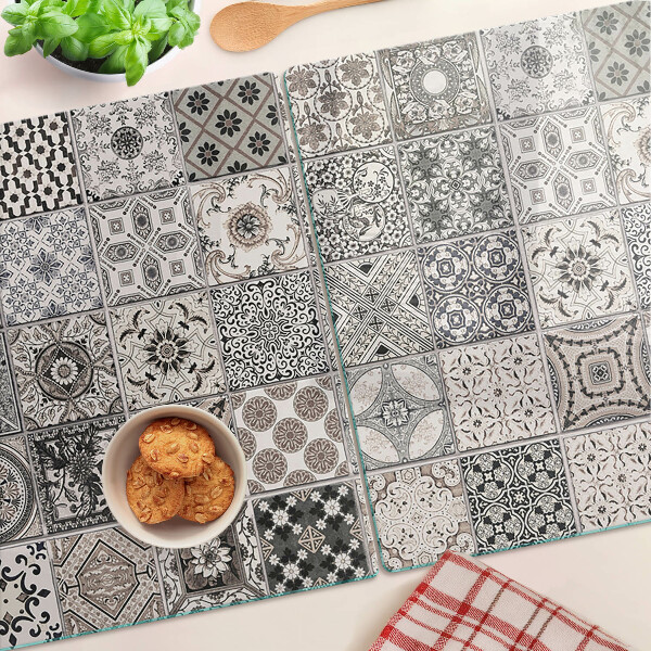 Üveg vágódeszka fényképpel Csempe minták szürke árnyalatokban