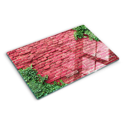 Üveg vágódeszka Téglafal növényzettel