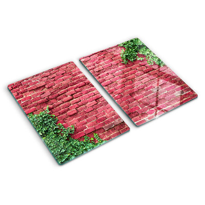 Üveg vágódeszka Téglafal növényzettel