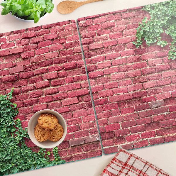 Üveg vágódeszka Téglafal növényzettel