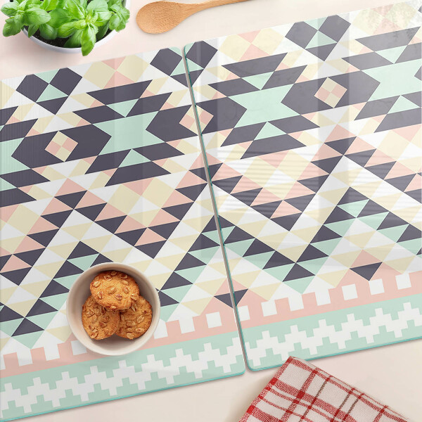 Üveg vágódeszka fényképpel Geometrikus motívum pasztell színekben