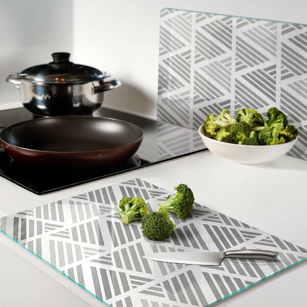 Üveg vágódeszka fényképpel Geometriai minták szürke árnyalatokban
