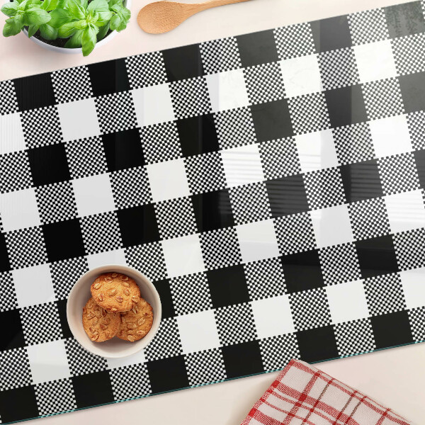 Edzett üveg vágódeszka Kockás motívum