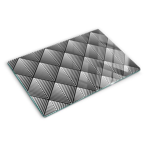 Edzett üveg vágódeszka Geometria fekete-fehérben