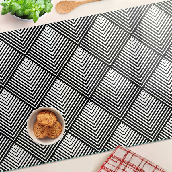 Edzett üveg vágódeszka Geometria fekete-fehérben