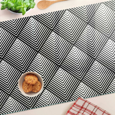 Edzett üveg vágódeszka Geometria fekete-fehérben