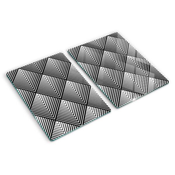 Edzett üveg vágódeszka Geometria fekete-fehérben