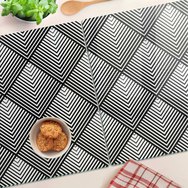 Edzett üveg vágódeszka Geometria fekete-fehérben