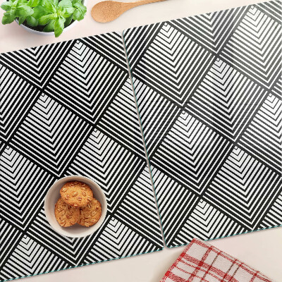 Edzett üveg vágódeszka Geometria fekete-fehérben