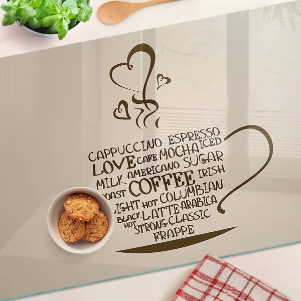 Edzett üveg vágódeszka Kávé és szív
