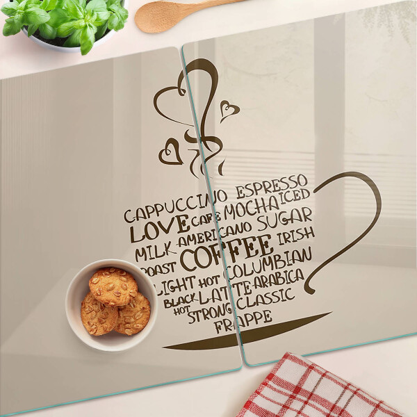 Edzett üveg vágódeszka Kávé és szív