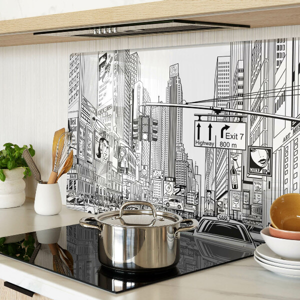 Üveg vágódeszka fényképpel New York képregény stílusban