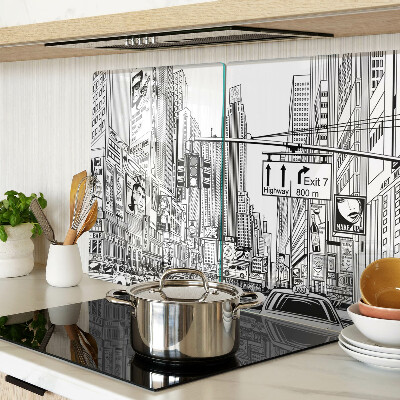 Üveg vágódeszka fényképpel New York képregény stílusban