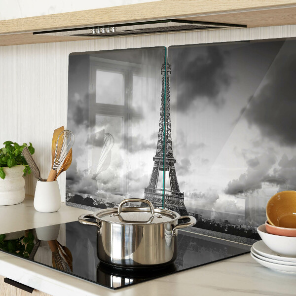 Üveg vágódeszka Az Eiffel-torony fekete-fehérben