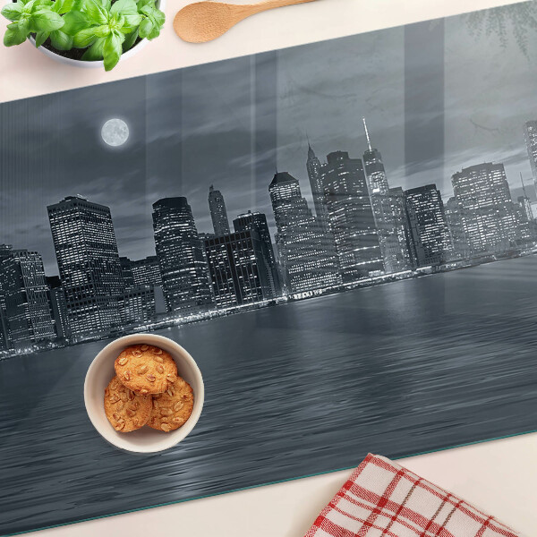 Üveg vágódeszka Az éjszakai város panorámája